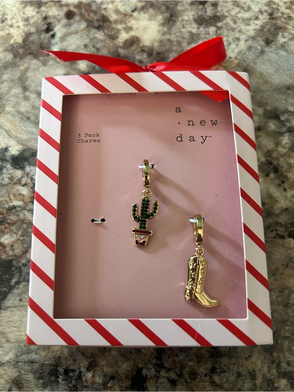 a new day Green Enamel Cactus & Gold Cowboy Boot Charms